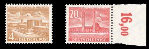 Germany - Berlin #9N101-102 Cat$50, 1953-54 4pf and 20pf, never hinged