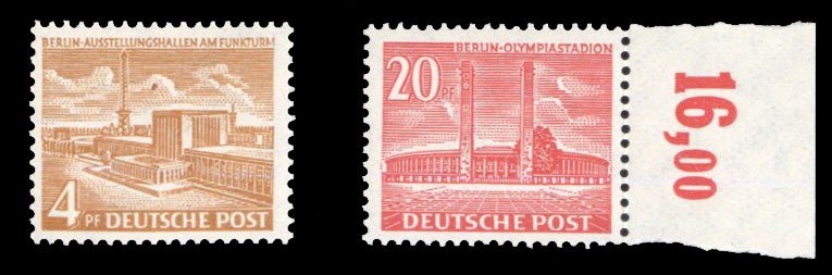 Germany - Berlin #9N101-102 Cat$50, 1953-54 4pf and 20pf, never hinged