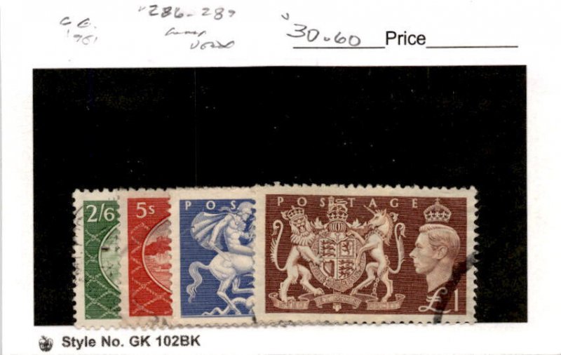 Great Britain, Postage Stamp, #286-289 Used, 1950 King George (AE)