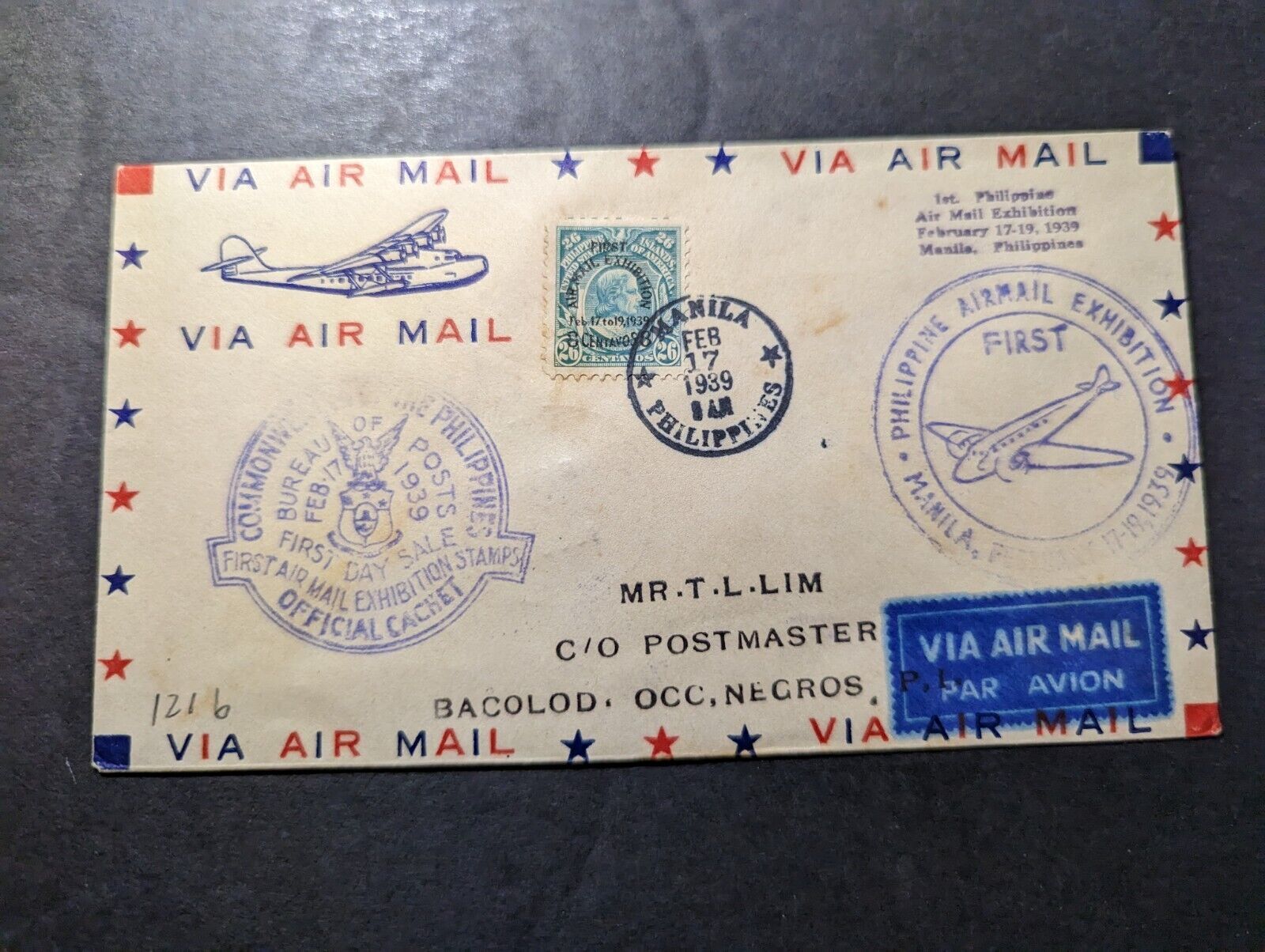 1939 Philippines Airmail First Flight First Day Cover FFC FDC