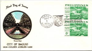 Philippines FDC 1959 - Baguio Golden Jubilee - 2x6c Stamp - Pair - F43225