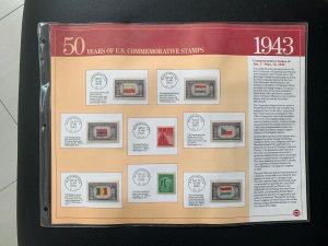 1943 50 YEARS OF U.S. COMMEMORATIVE STAMP Albums Panel of stamps