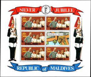 Maldive Islands #662-667, Cplt Set(6),Sht of 5+Label, Imperf, 1977, Never Hinged