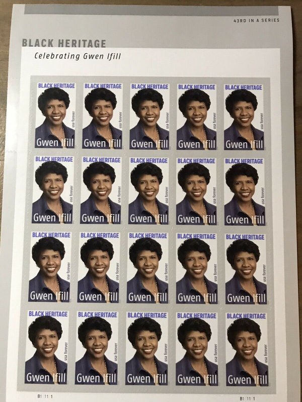 Scott#5432 Black Heritage Gwen Ifill forever sheet (20 stamps) MNH( 2020)