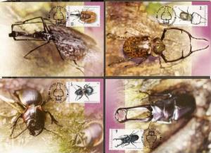 Thailand 2001 Insects Beetles Sc 1981-84 Set of 4 Max-cards # 8210