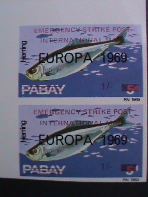 ​PABAY-1969-EUROPA-FISHES-EMERGENCY STRICK - INTERNATIONAL MAIL IMPERF PAIRS