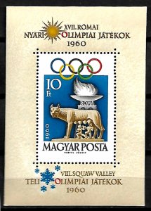 HUNGARY STAMPS 1960 OLYMPIC GAMES SOUV. SHEET Sc.#1338, MNH