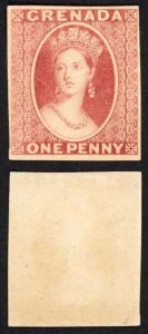 Grenada One Penny imperf Plate Proof (wrinkle) wove paper