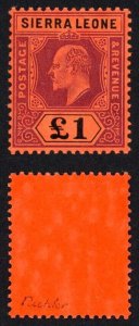 Sierra Leone SG111 One Pound Purple and Black/Red U/M Cat 300++ pounds