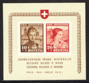 Switzerland Scott B116 MNHOG - 1941 Charities Surtax Souvenir Sheet - SCV $95.00