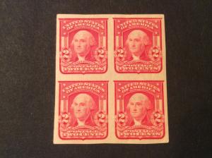 U.S.#320 Washington 2c Type l Imperf Block of 4 M-H, OG.