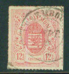 Luxembourg Scott 20a used 1871 12.5c rose lilac CV$8.50