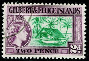 GILBERT & ELLICE ISLANDS SG66a, 2d bluish green & pur, FINE USED, CDS. Cat £38.