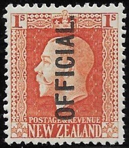 New Zealand O-50   1916    1 sh   fine mint hinged ( 14 x 4 1/2 )