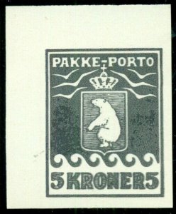 GREENLAND 5kr Pakke Porto BlackPrint Imperf Cinderella, only 100 made