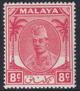 Sc# 55 Malaya Kelantan 1951 Sultan Ibrahim 8k¢ issue MLH CV $6.00