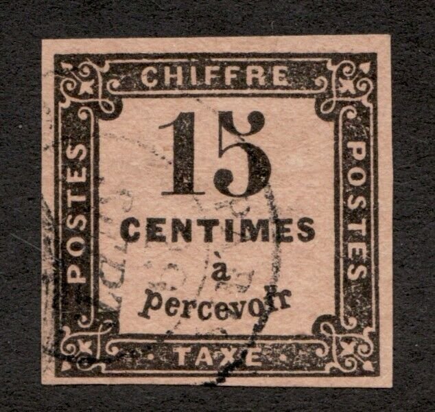 1863 France Sc# J4 Postage Due, 15 Centimes, Used stamp. Cv$15