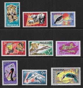 Nigeria 184-192 Scott 184-189 Animals and Birds Short set to 1sh MNH c.v. $24.90
