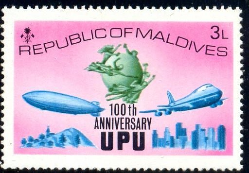 Zeppelin & Jet, UPU Cent., Maldive Islands stamp SC#498 MNH