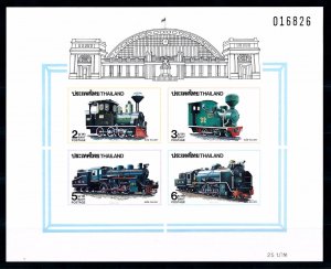 [61454] Thailand 1990 Railway train Eisenbahn Imperforated Souvenir Sheet MNH