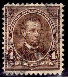 US Stamp #269 4c Dark Brown Lincoln USED SCV $3.50