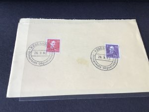 Denmark 1942 copenhagen stamps & cancels on piece Ref  R32072