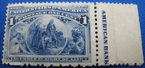 UNITED STATES -1893 - SCOTT # 230 - SINGLE WITH PRINTED SELVEDGE  MNH   (ASu4)