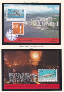 British Indian Ocean Territory # 159a & 161a, Sharks, Hong Kong '97NH, 1/2 Cat.