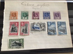 Ceylon used on part page stamps A11285