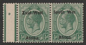 SOUTH WEST AFRICA 1923 setting I KGV ½d pair, variety 'Wes for West'. MNH **.