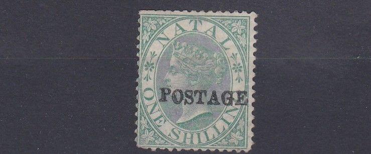 NATAL  1876        S G 84   1/- GREEN    UNUSED NO GUM   CAT £140 