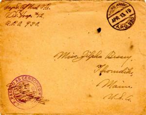 United States A.E.F. World War I Soldier's Free Mail 1919 Third Army, A.P.O. ...