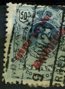 Spanish Morocco Sc#22 Used, 50c sl bl, Stamps of Spain 1909-10 overprinted MA...