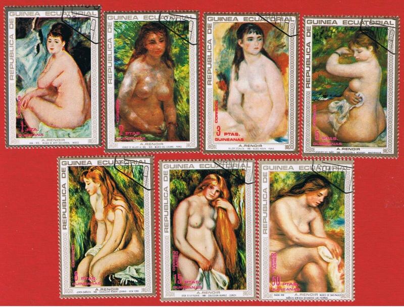 Equatorial Guinea  CTO  complete set of 7 Renoir Paintings   Free S/H  