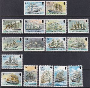 Falkland Islands 485-500 Sailing Ships MNH VF