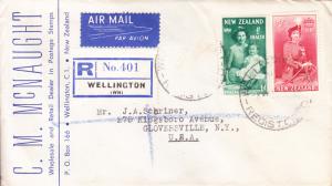 New Zealand 1958 Registered Cover to N.Y. Stamp Dealers Mail