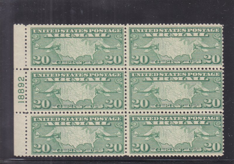 1927, Map of US & 2 Airplanes, Sc #c9, Plate Blk/6, MNH (S17664)