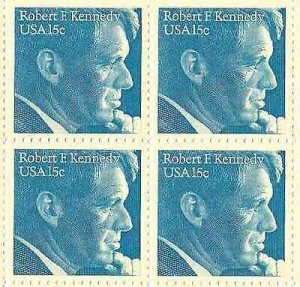 1979 Robert F. Kennedy Block of 4 15c Postage Stamps, Sc#1770, MNH, OG