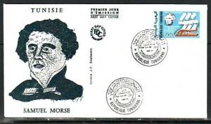 Tunisia, Scott cat. 911. Samuel Morse, Telegraph issue. First Day Cover. ^