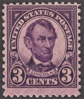 US 555 MNH F 3 Cent Lincoln - Violet