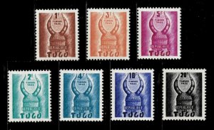 Togo 1959 - Republic, Konkomba, Postage Dues - Set of 7 Stamps Scott J49-55 MNH