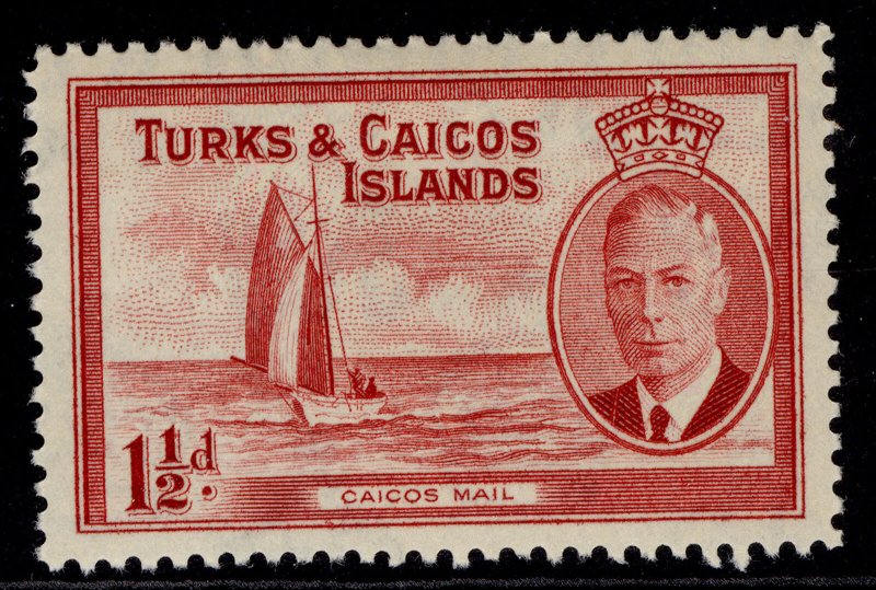 TURKS & CAICOS ISLANDS GVI SG223, 1½d deep carmine, M MINT.