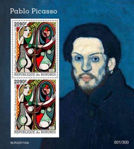 Burundi - 2022 Spanish Artist Pablo Picasso - 2 Stamp Souvenir Sheet BUR2201143b