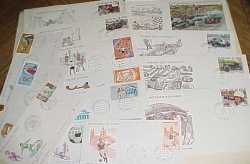 NIGER FDC 17 DIFF. CAR RACE,SOCCER,HORSE RACE,BOXING 1970's-1981