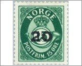 Norway NK 413 Posthorn (Surcharge) 20 Øre Green