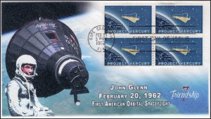 A0-1193-2, 1962, Friendship 7, John Glenn,  FDC, SC 1193, Mercury, 4 stamps