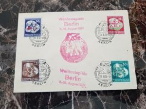 1951 Berlin East Germany DDR Cover Third World Youth Cancel Stamps set # 85-88