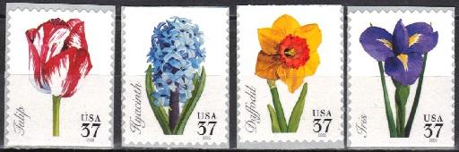 #3900-03, Set-4 Singles.  \Spring Flowers\ MNH. .37 cent