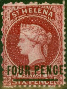 St Helena 1868 4d Carmine SG14x Type B 18mm Wmk Reversed Fine MM