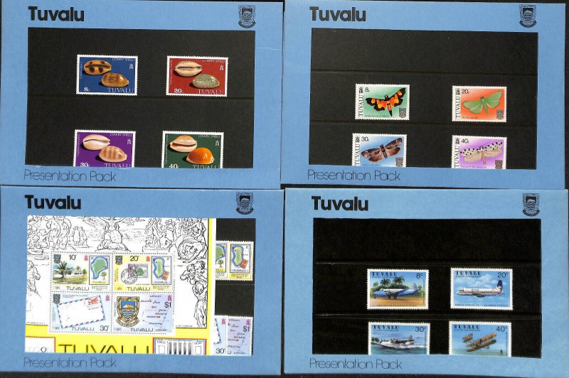 Tuvalu Post Office Presentation Packs, 21 Different, #38-150, 1970-1981 Mint NH